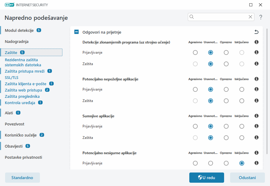 Napredno podešavanje