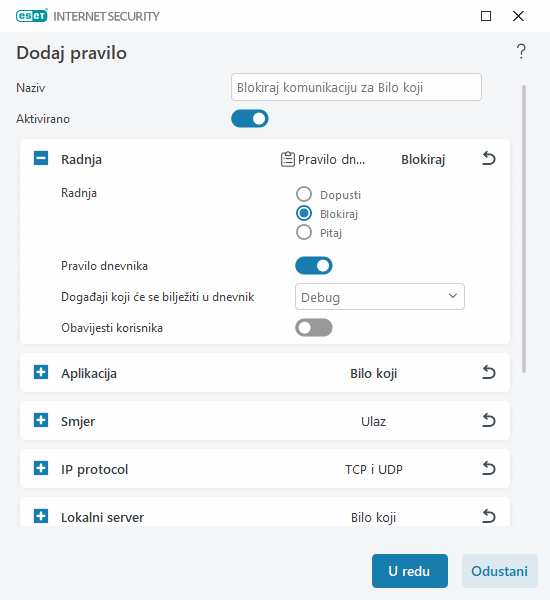 Dodaj pravilo Dodaj pravilo