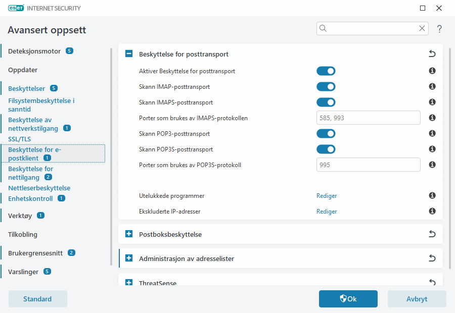 Beskyttelse for posttransport