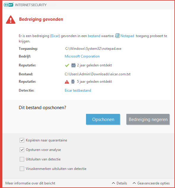 Bedreiging gevonden