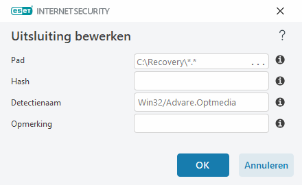 Uitsluiting bewerken