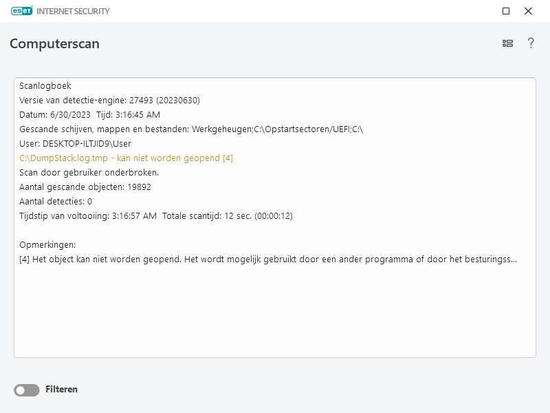 Computerscan scanlogboek