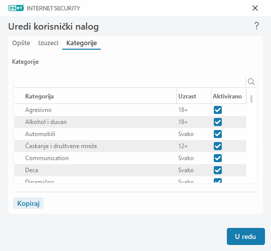 Uredi korisnički nalog