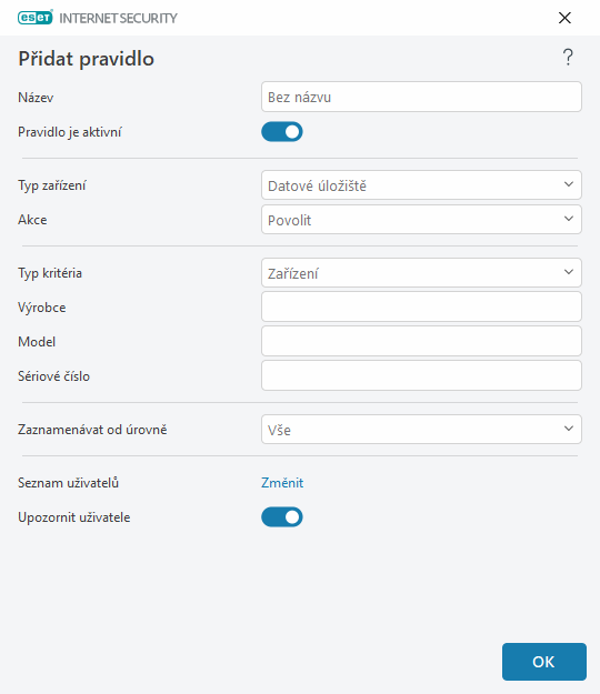 Přidat pravidlo Přidat pravidlo