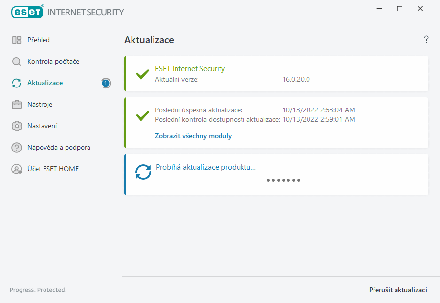 Průběh stahování