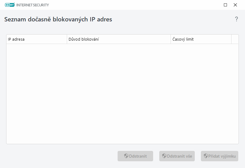 Seznam dočasně blokovaných IP adres