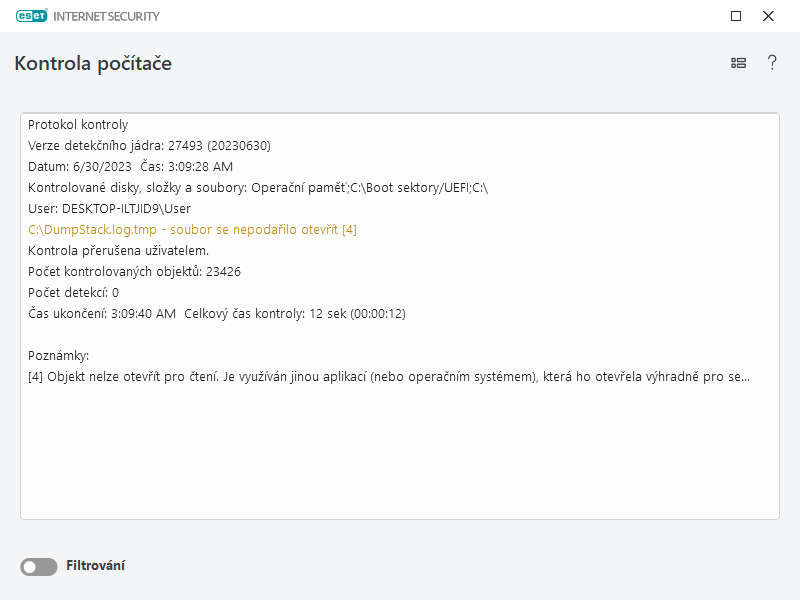 Protokol kontroly počítače