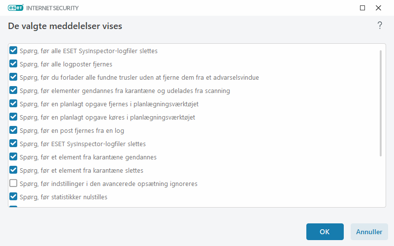 Bekræftelsesmeddelelser Bekræftelsesmeddelelser