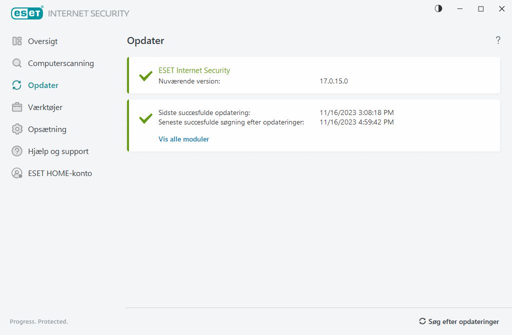 Opdatering Opdatering