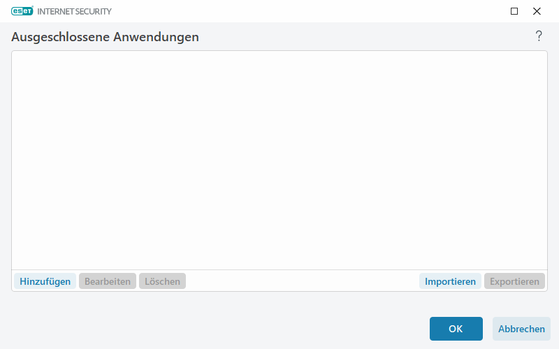 Ausgeschlossene Anwendungen Ausgeschlossene Anwendungen