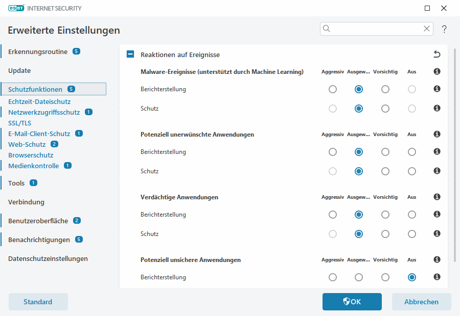 Erweiterte Einstellungen Erweiterte Einstellungen
