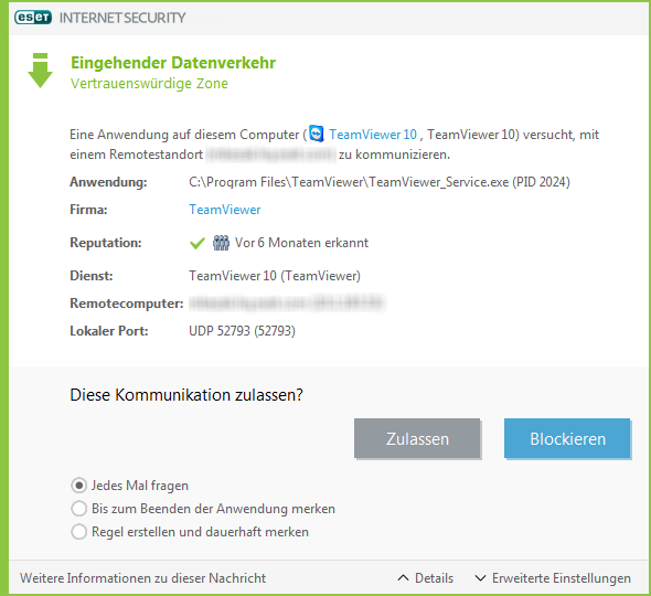 Eingehender Datenverkehr Eingehender Datenverkehr