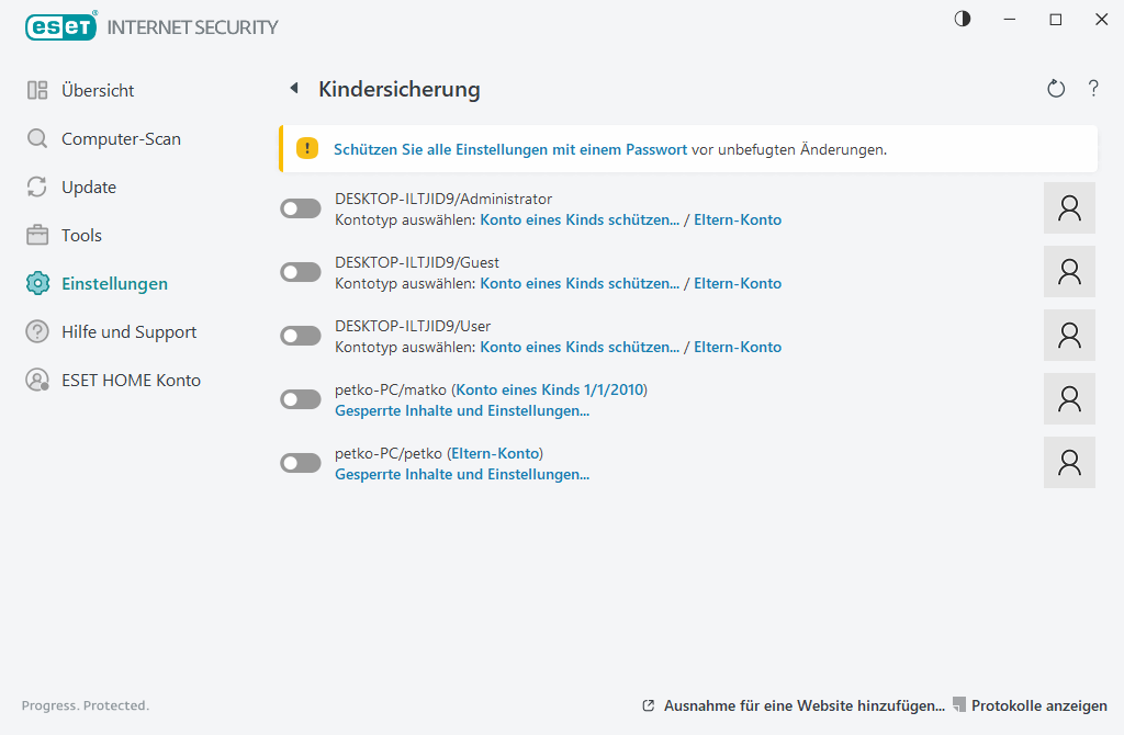 Kindersicherung Kindersicherung