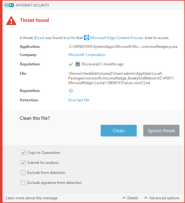 Threat found Threat found