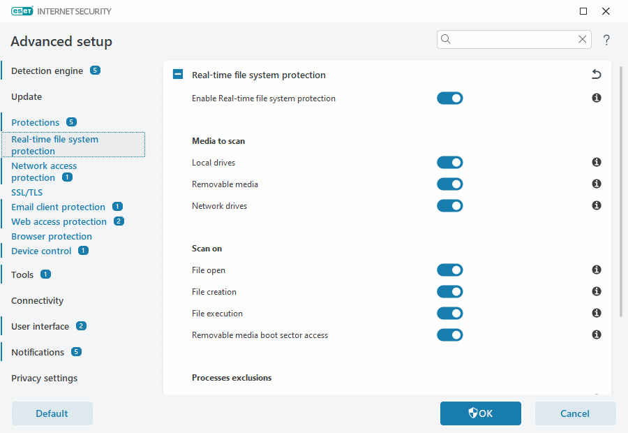 Real-time file system protection Real-time file system protection