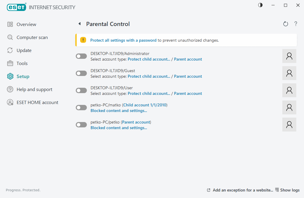 Parental control Parental control