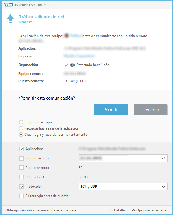 Tráfico saliente de red Tráfico saliente de red