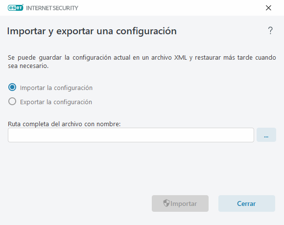 Importación y exportación de una configuración Importación y exportación de una configuración