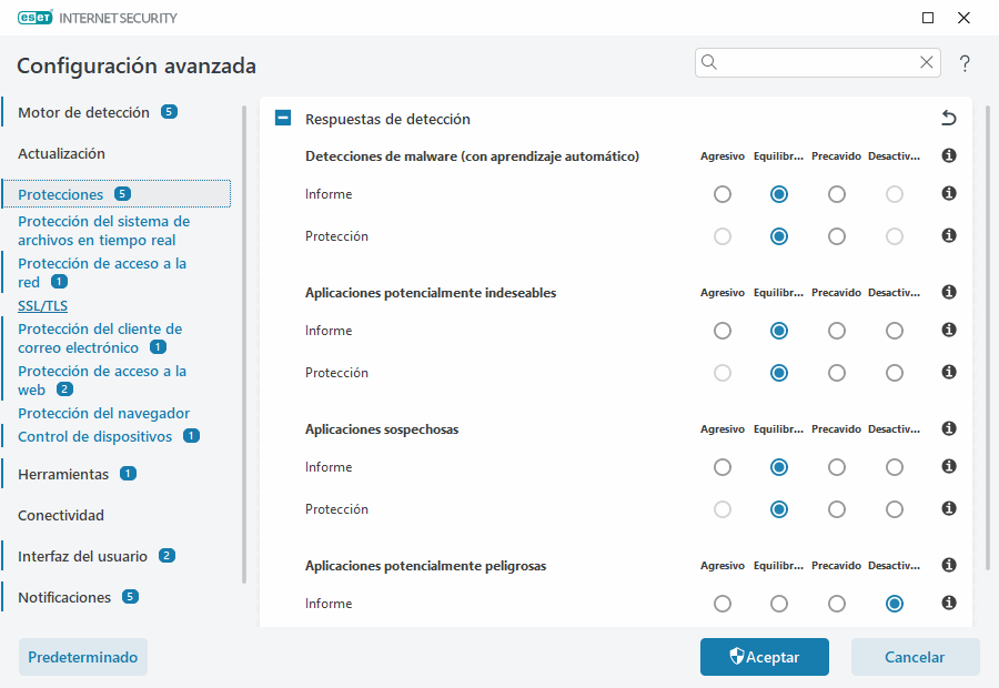 Configuración avanzada Configuración avanzada