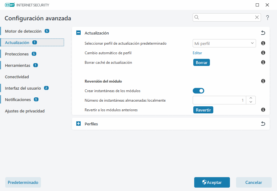 Reversión de módulos Reversión de módulos