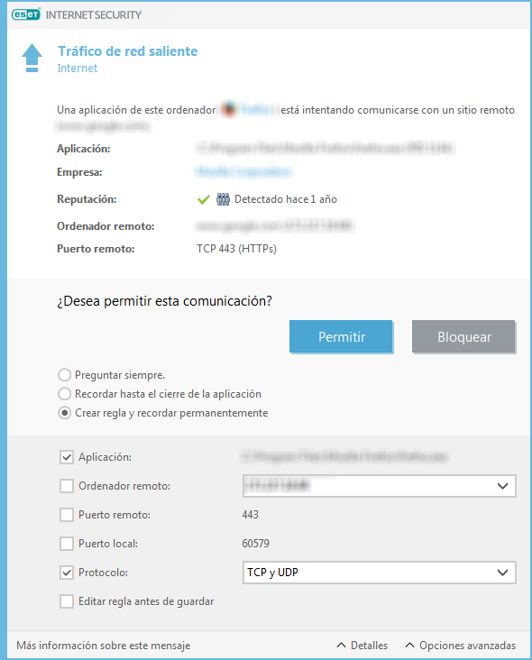 Tráfico de red saliente Tráfico de red saliente