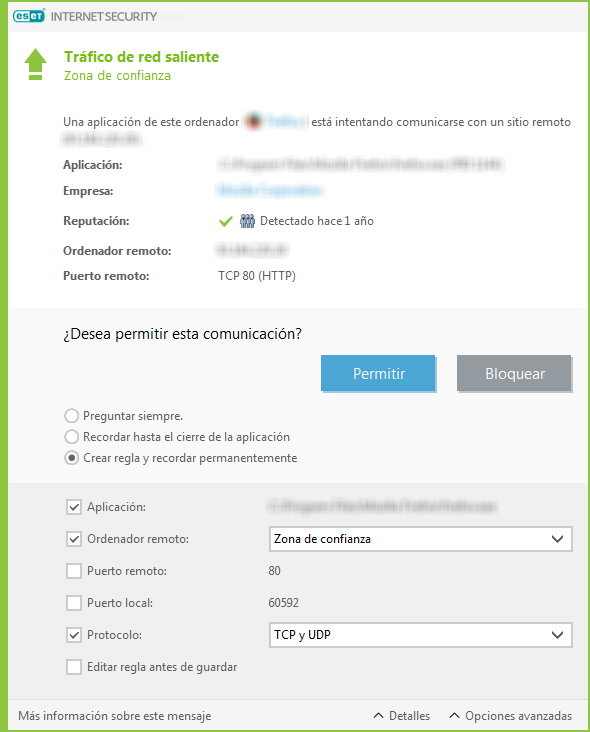 Tráfico de red saliente Tráfico de red saliente