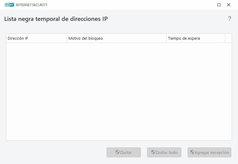 Lista negra de direcciones IP temporales Lista negra de direcciones IP temporales