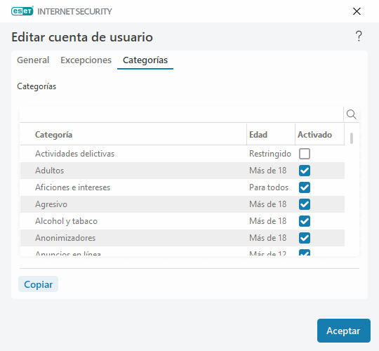 Editar cuenta de usuario Editar cuenta de usuario