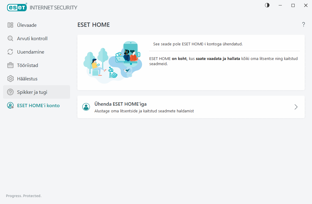 ESET HOME ühenduse olek ESET HOME ühenduse olek