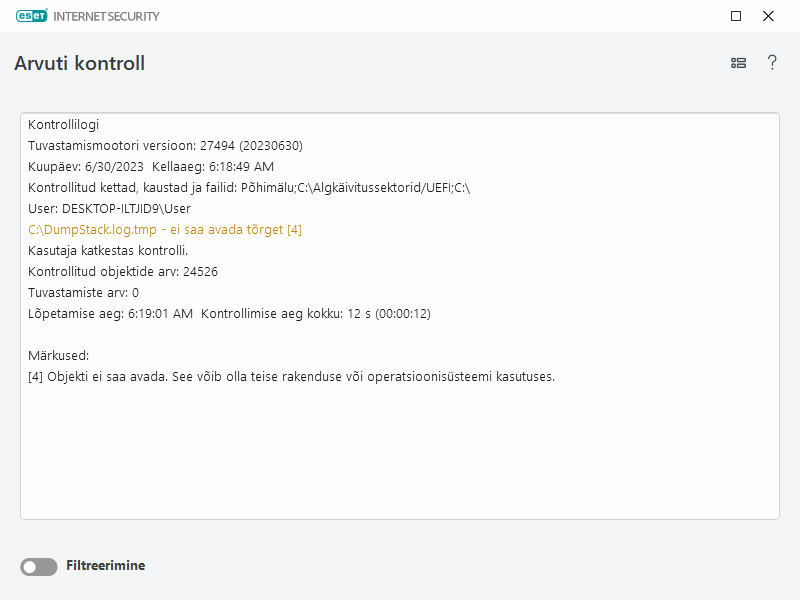 Arvutikontrolli logi
