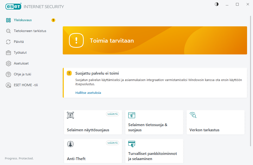 Kriittinen ongelma ilmoitettu Kriittinen ongelma ilmoitettu