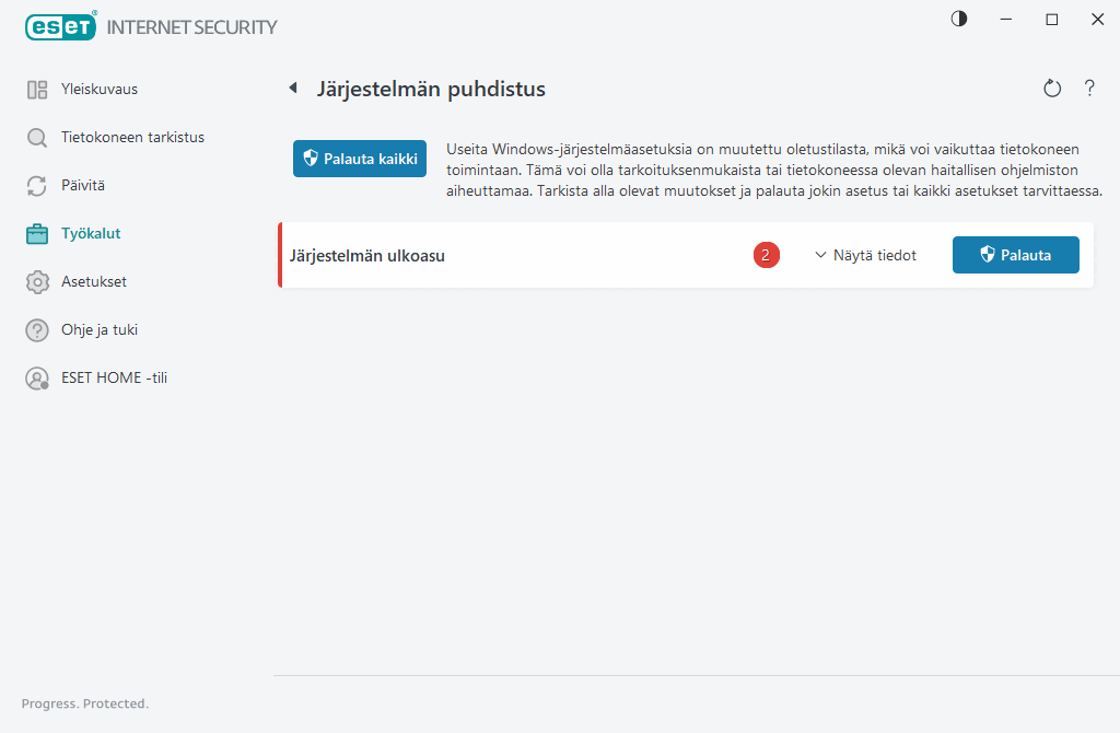 Järjestelmän puhdistus Järjestelmän puhdistus