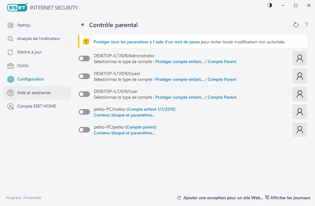 Contrôle parental Contrôle parental