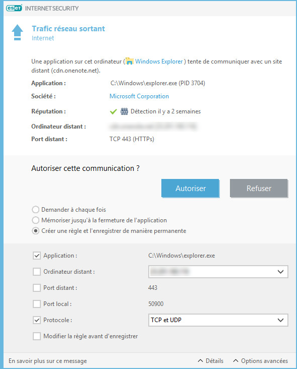Trafic réseau sortant Trafic réseau sortant