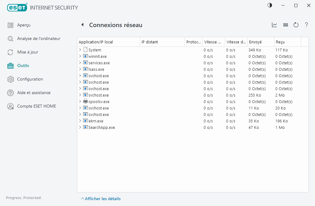 Connexions réseau Connexions réseau