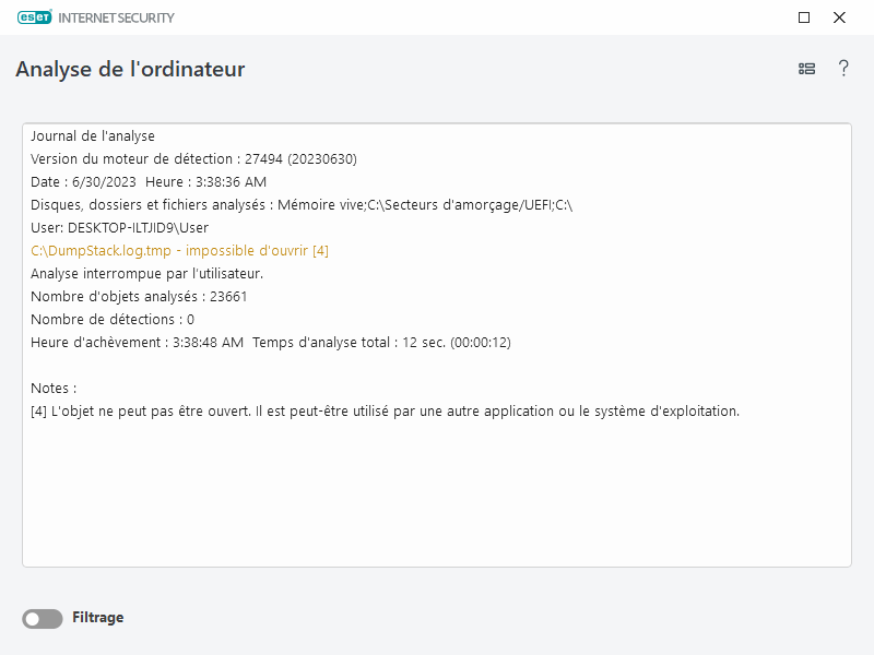 Journal d&#39;analyse de l&#39;ordinateur