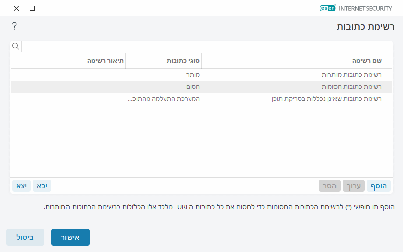 רשימת כתובות