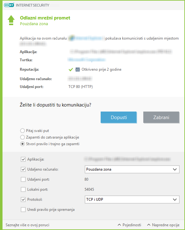 Odlazni mrežni promet Odlazni mrežni promet