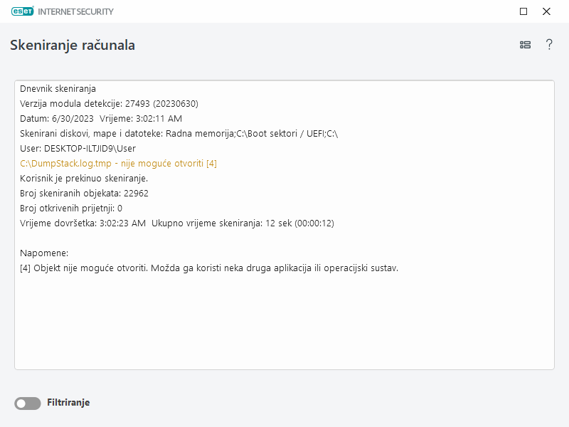 Dnevnik skeniranja računala Dnevnik skeniranja računala