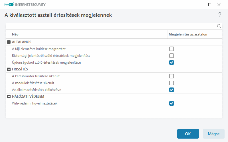 Asztali értesítések Asztali értesítések