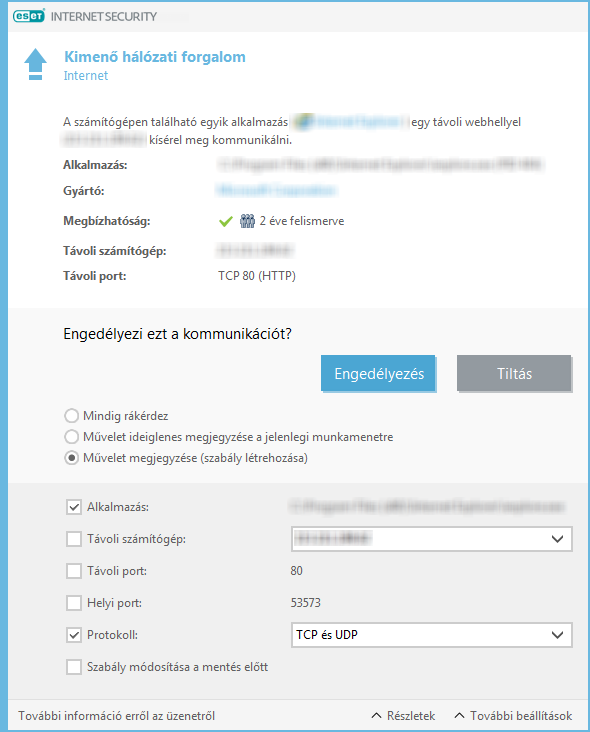 Kimenő hálózati forgalom Kimenő hálózati forgalom