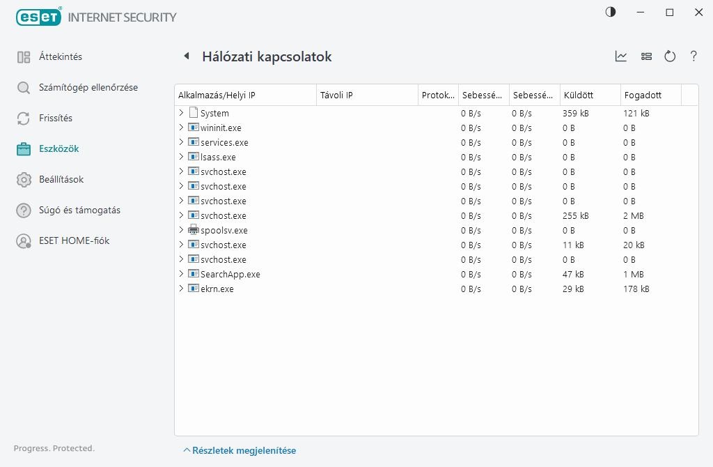 Hálózati kapcsolatok Hálózati kapcsolatok