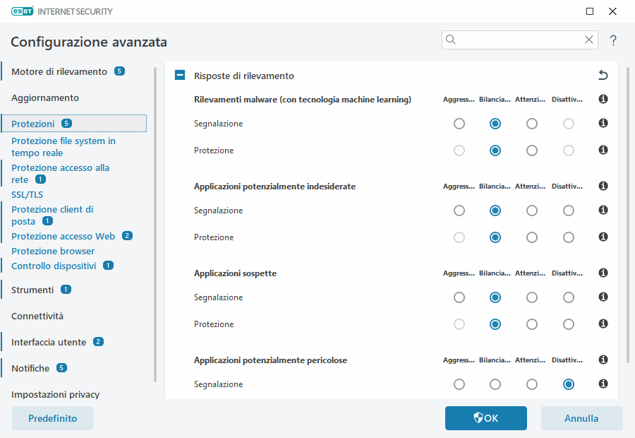 Risposte di rilevamento Risposte di rilevamento