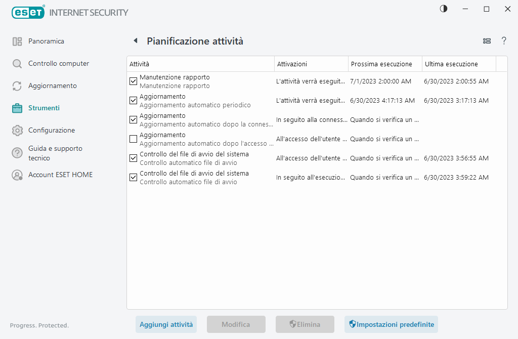 Pianificazione attività Pianificazione attività
