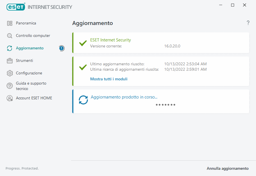 Processo di aggiornamento Processo di aggiornamento
