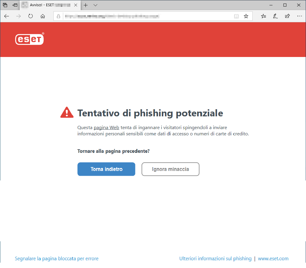 Tentativo di phishing potenziale Tentativo di phishing potenziale