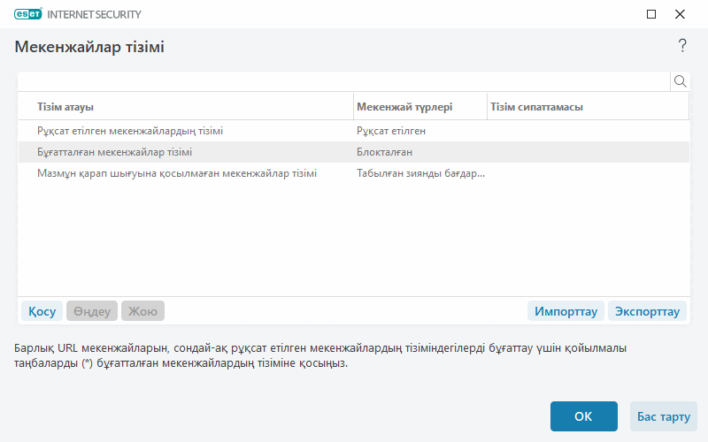 Мекенжайлар тізімі