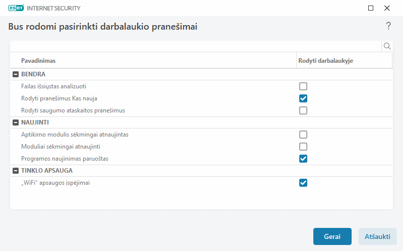 Darbalaukio pranešimai Darbalaukio pranešimai
