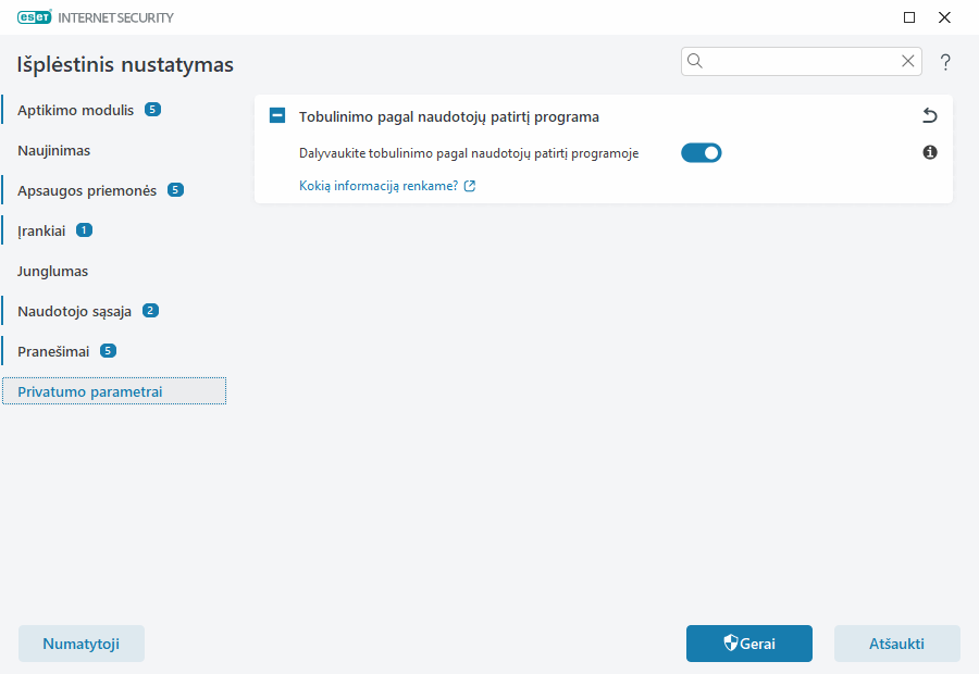 Privatumo parametrai Privatumo parametrai