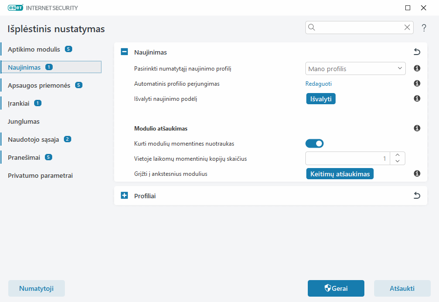 Modulio atšaukimas Modulio atšaukimas